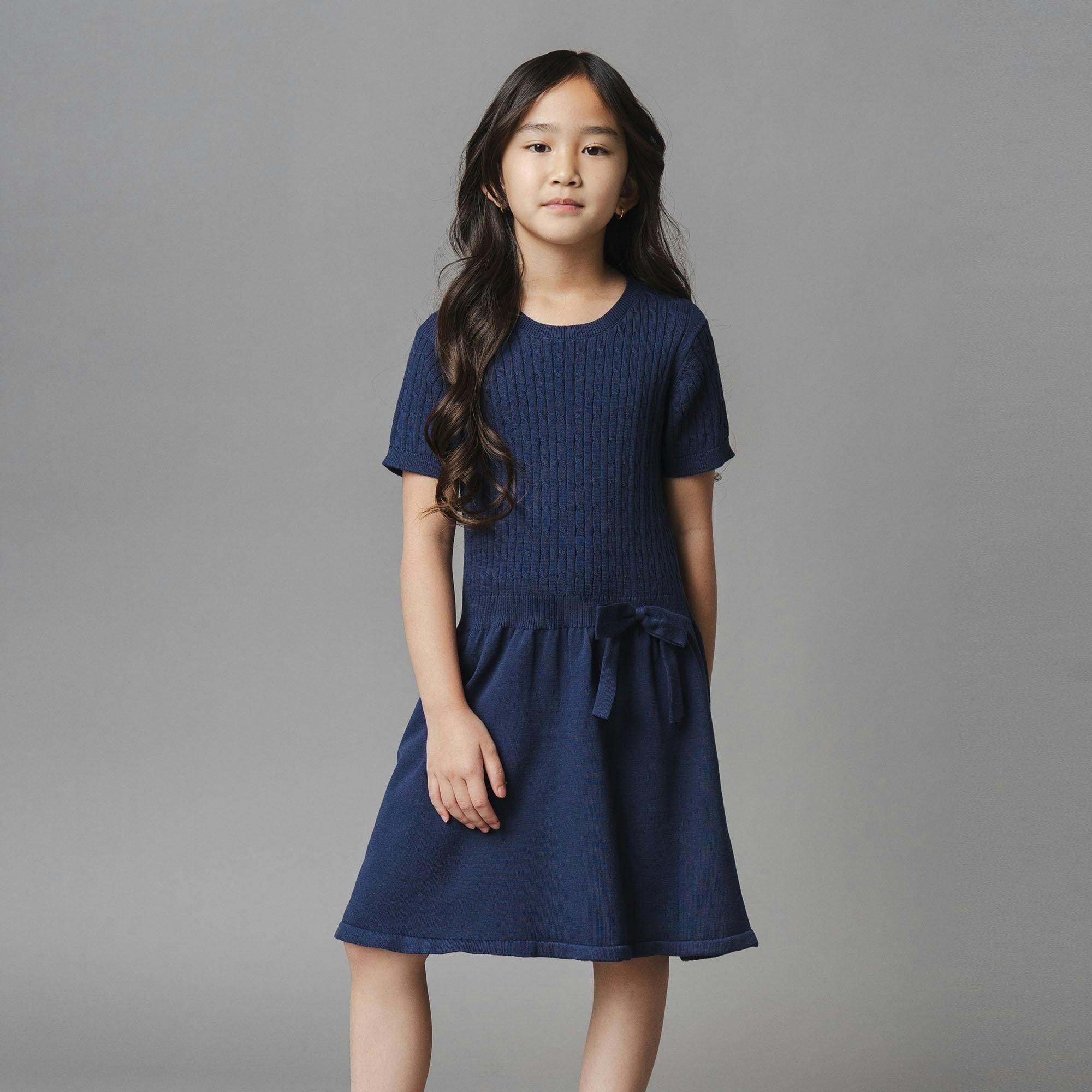 Organic Short Sleeve Cable Sweater Dress