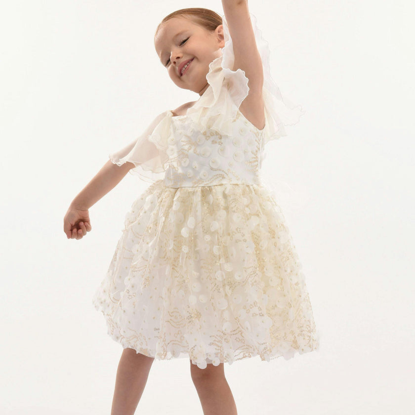 Cream Jolene Polka Dot Applique Dress