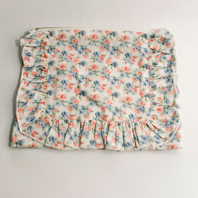April Posies Timeless Floral Ruffle Zipper Pouch