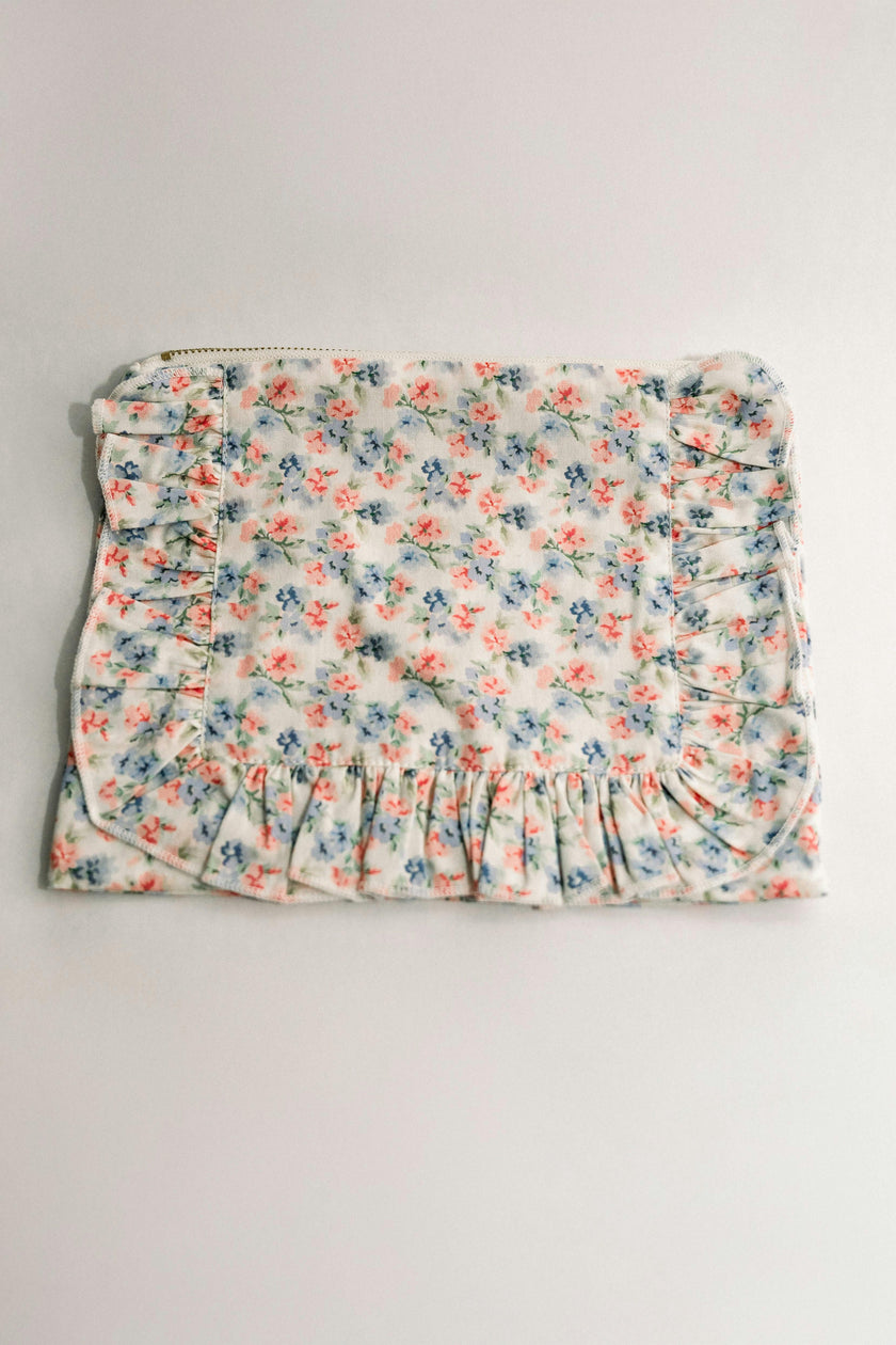 April Posies Timeless Floral Ruffle Zipper Pouch