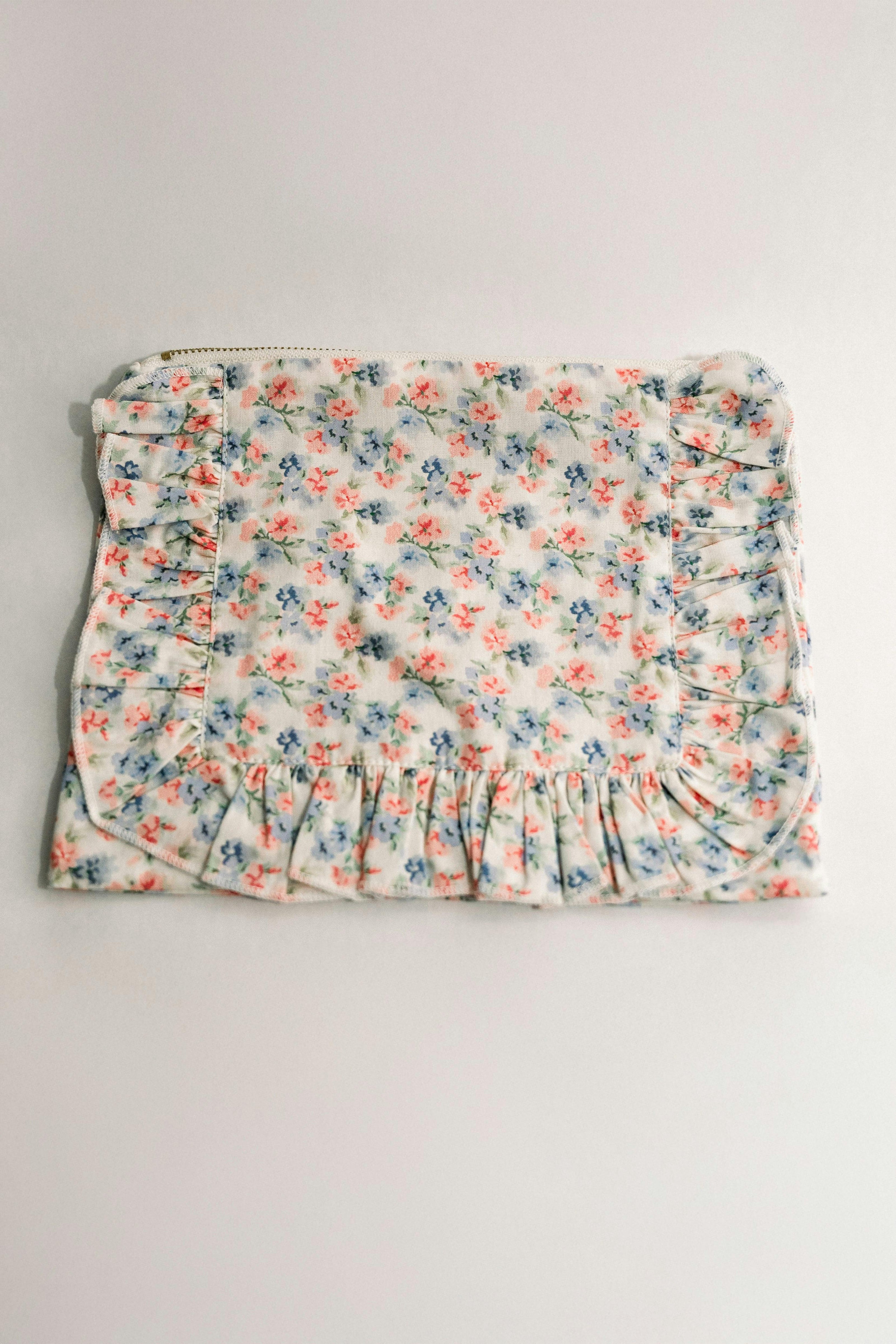 April Posies Timeless Floral Ruffle Zipper Pouch