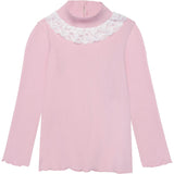 Ribbed Mock Neck with Lace Collar in Rhapsody Rose