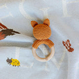 Blue Stripe Swaddle and Teether Set - Fox
