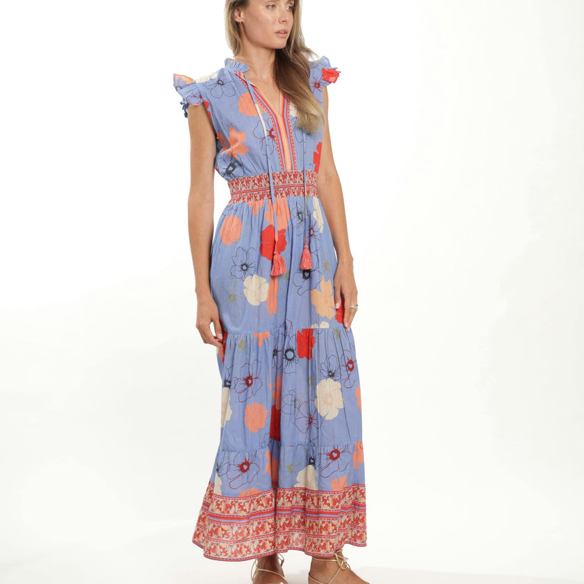 Anais Maxi  Dress - Blue Toile