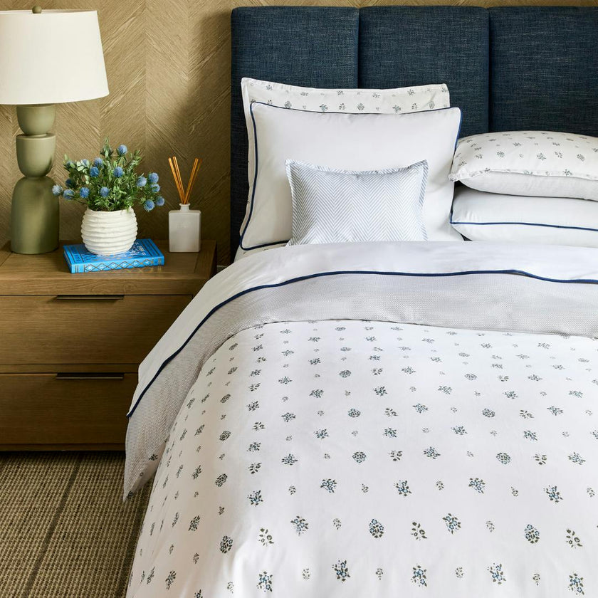 Feuille Bluer Linen Duvet Set