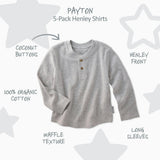 PAYTON 5-Pack Toddler Long Sleeve Thermal Henley Shirts