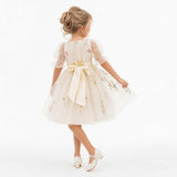 Enchanted Bloom Embroidered Ivory Flower Girl Dress for Girls