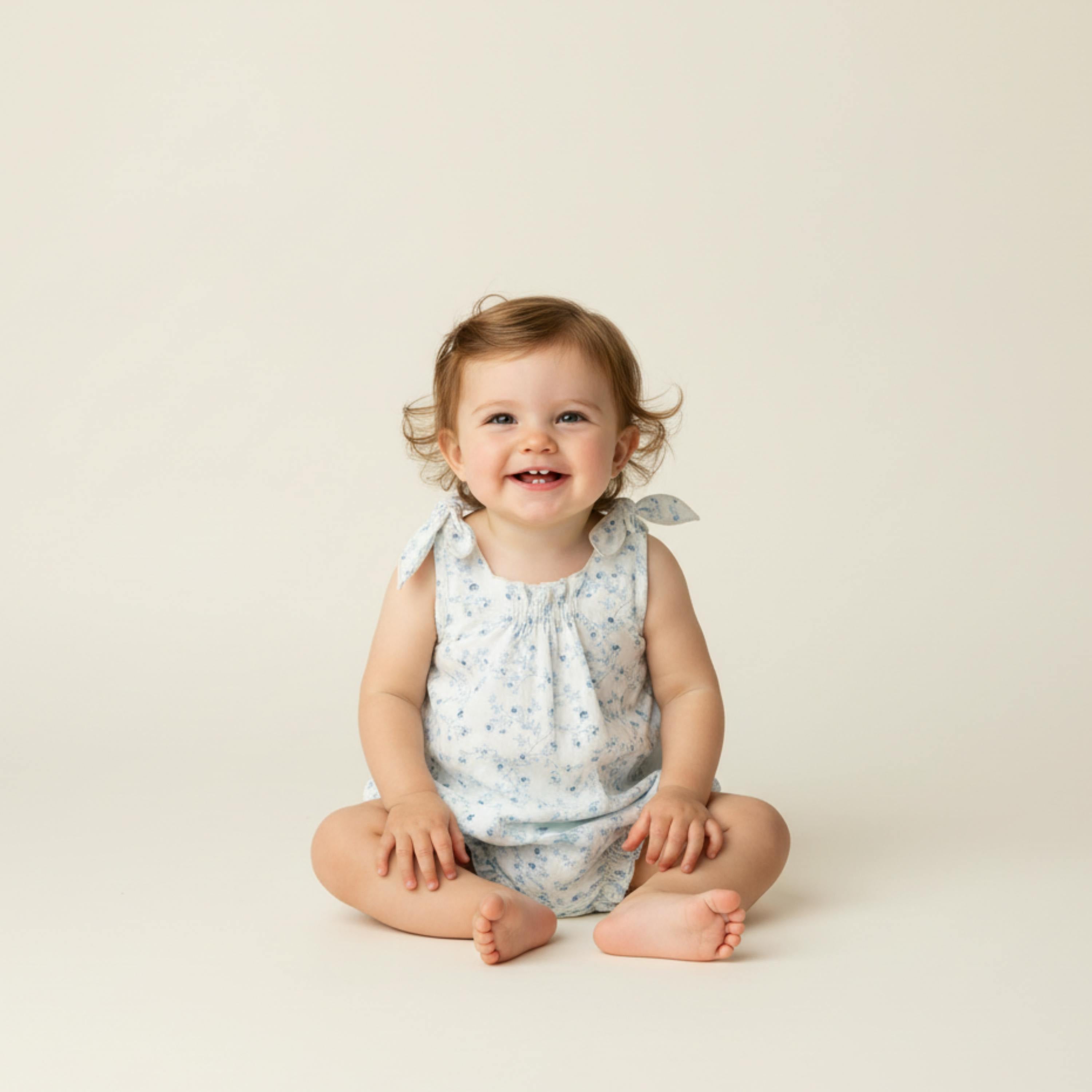 Organic Tie Shoulder Bubble Romper - Ivy Floral