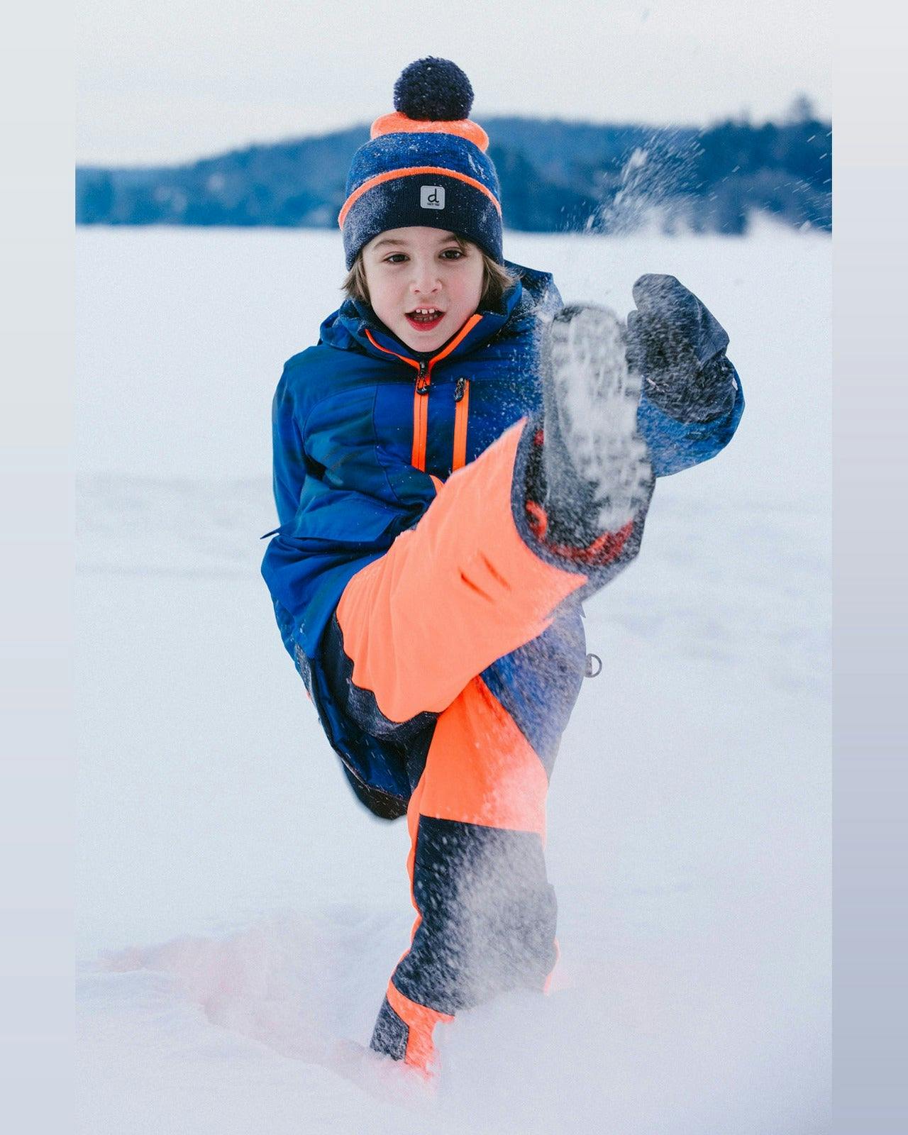 Two Piece Play Snowsuit Navy Blue and Orange with Orange Pants