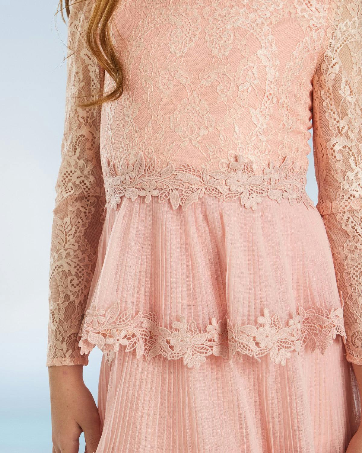 Peggy Lace Midi Dress, Pink