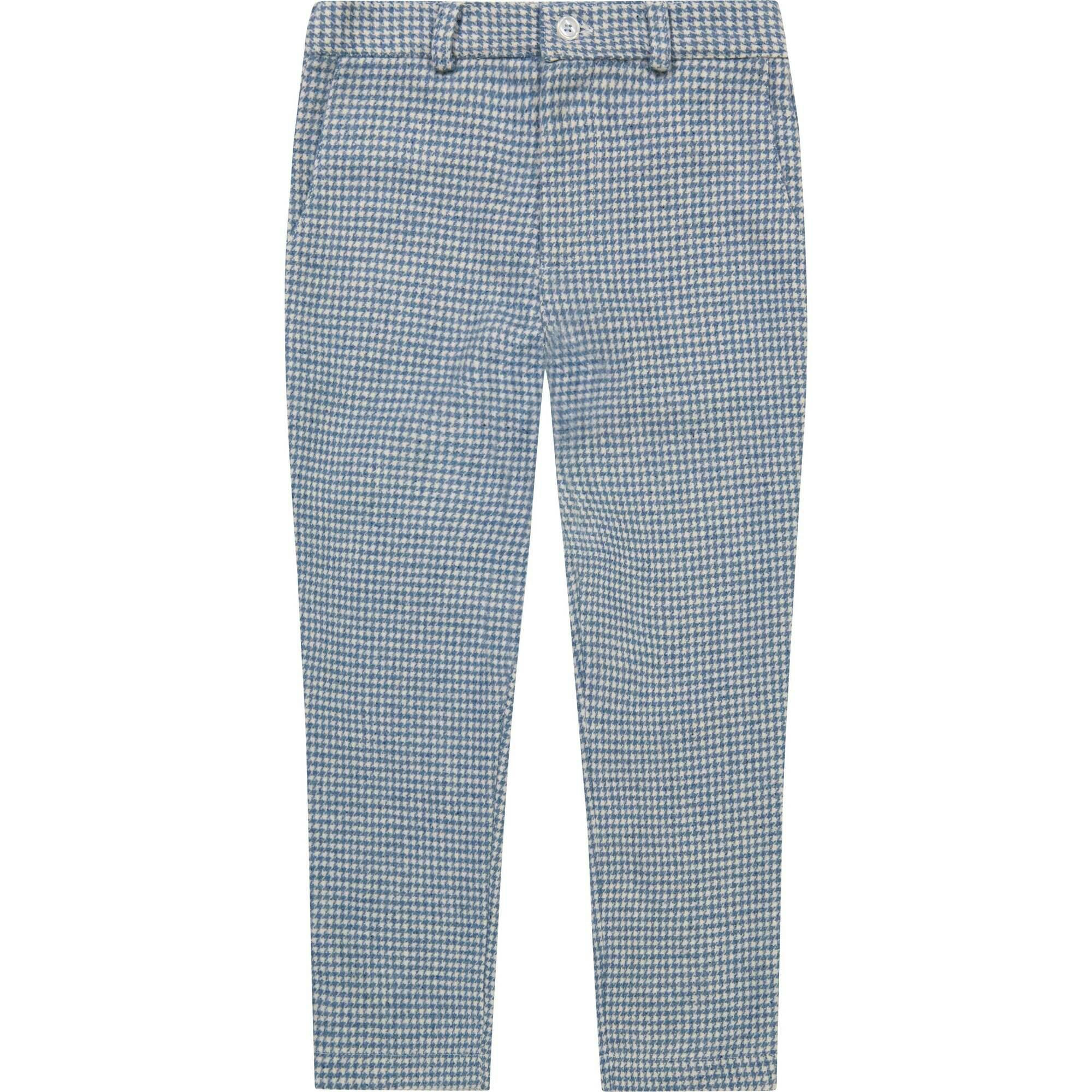 Alex Boys Heringbone Check Flat Front Pants, Blue