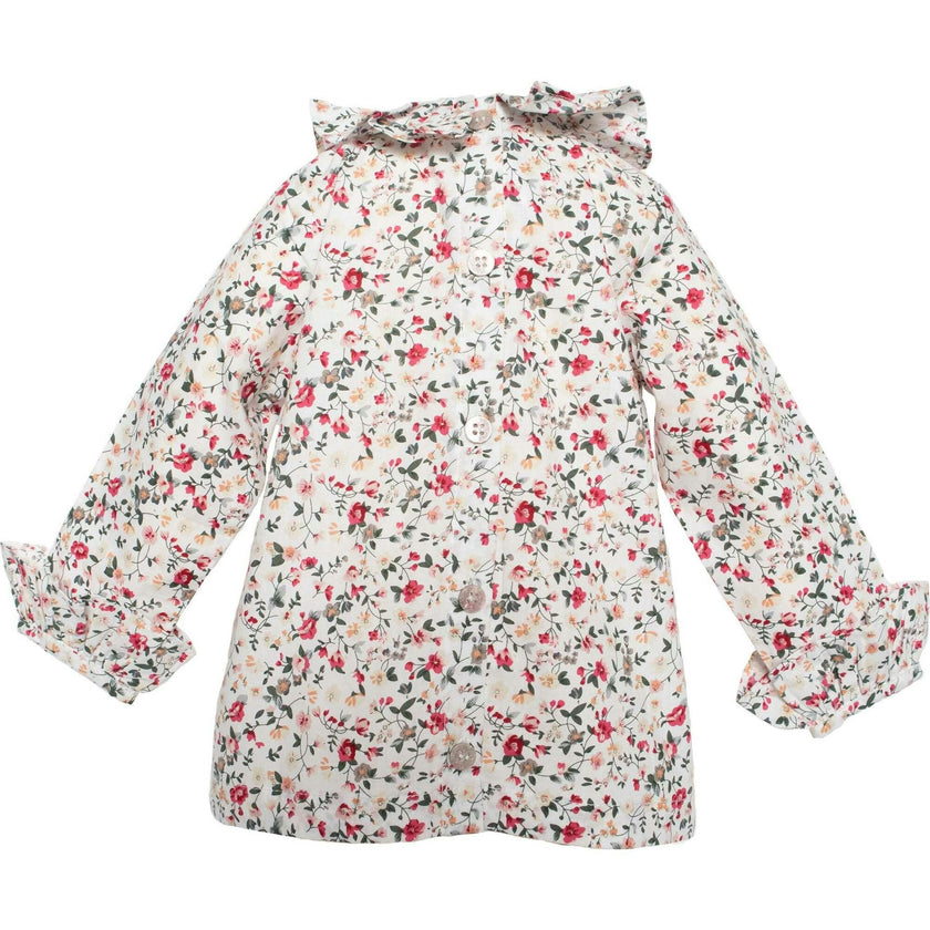Holiday Floral Ruffle Blouse