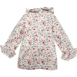 Holiday Floral Ruffle Blouse