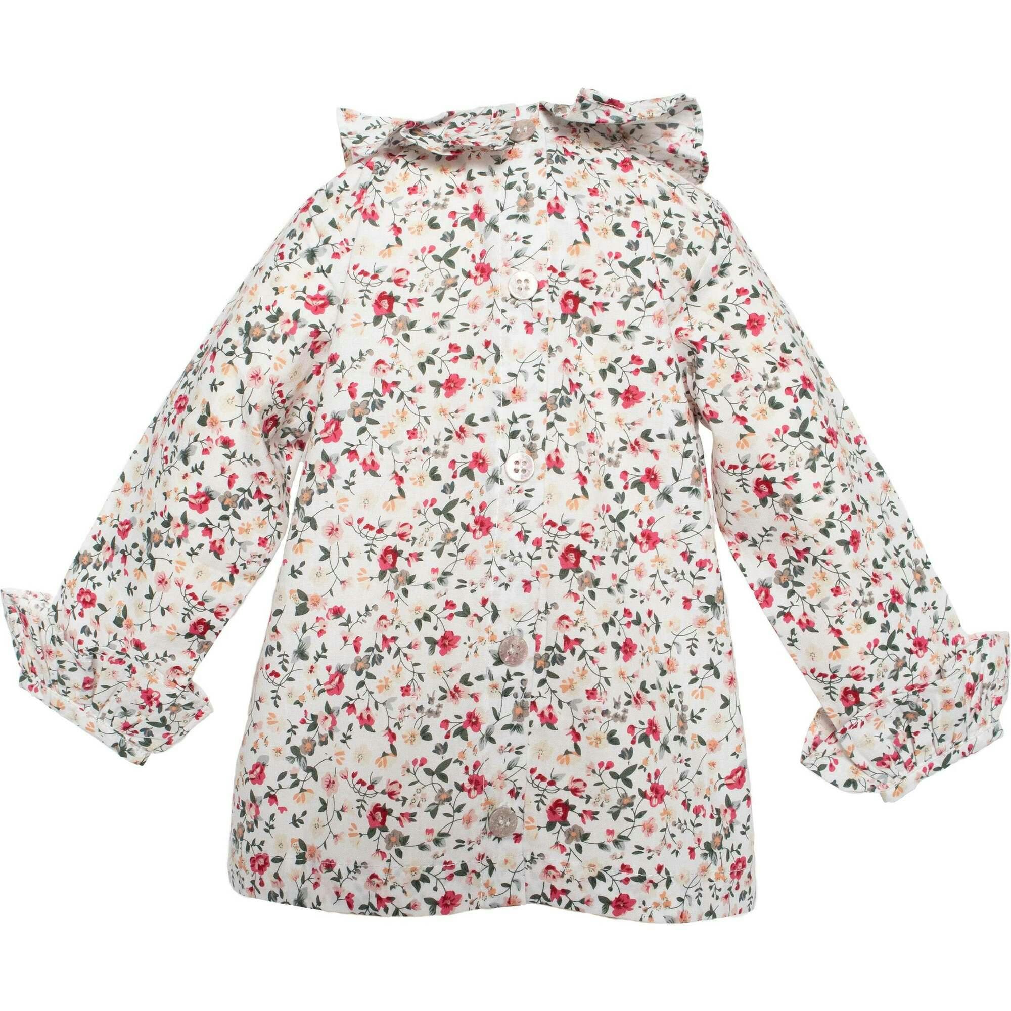Holiday Floral Ruffle Blouse
