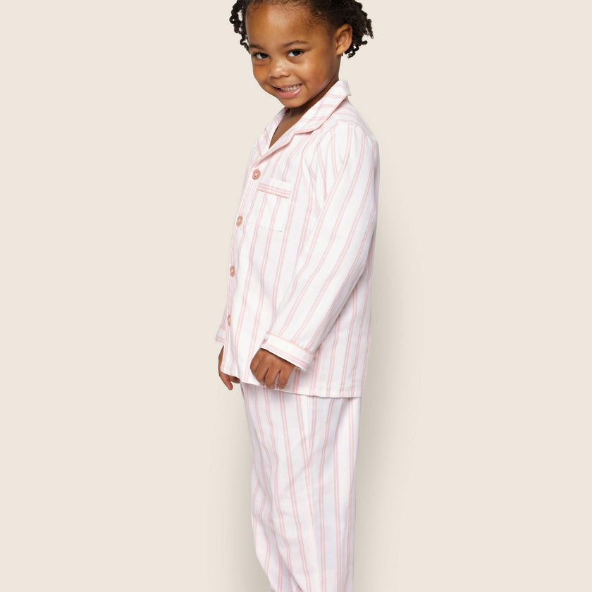 Kid's Twill Pajama Set in Pink Stripe