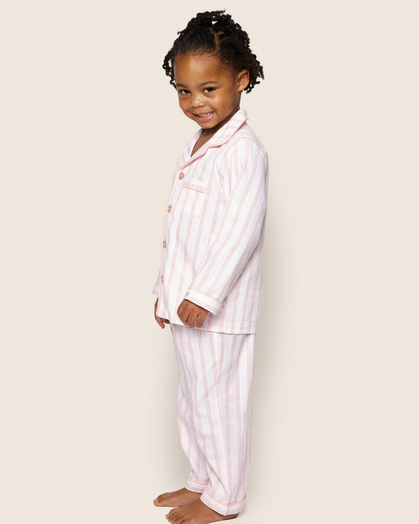 Kid's Twill Pajama Set in Pink Stripe