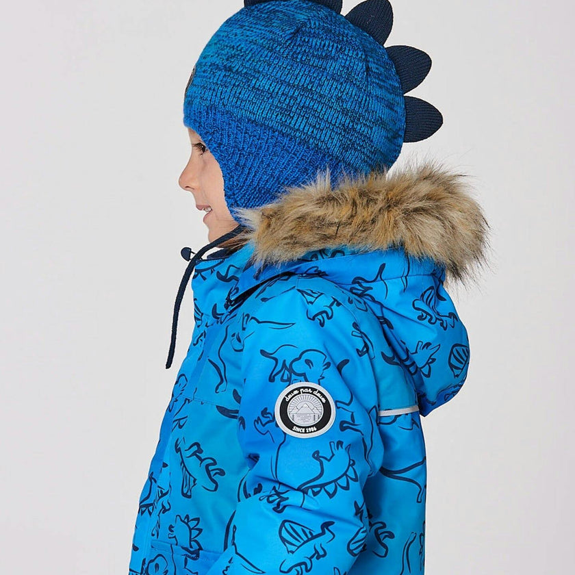 Lined Dino Peruvian Knit Winter Hat with Pompom