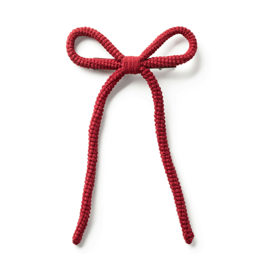 Halo Luxe Juliana Textured Knit Long Tail Clip - Red