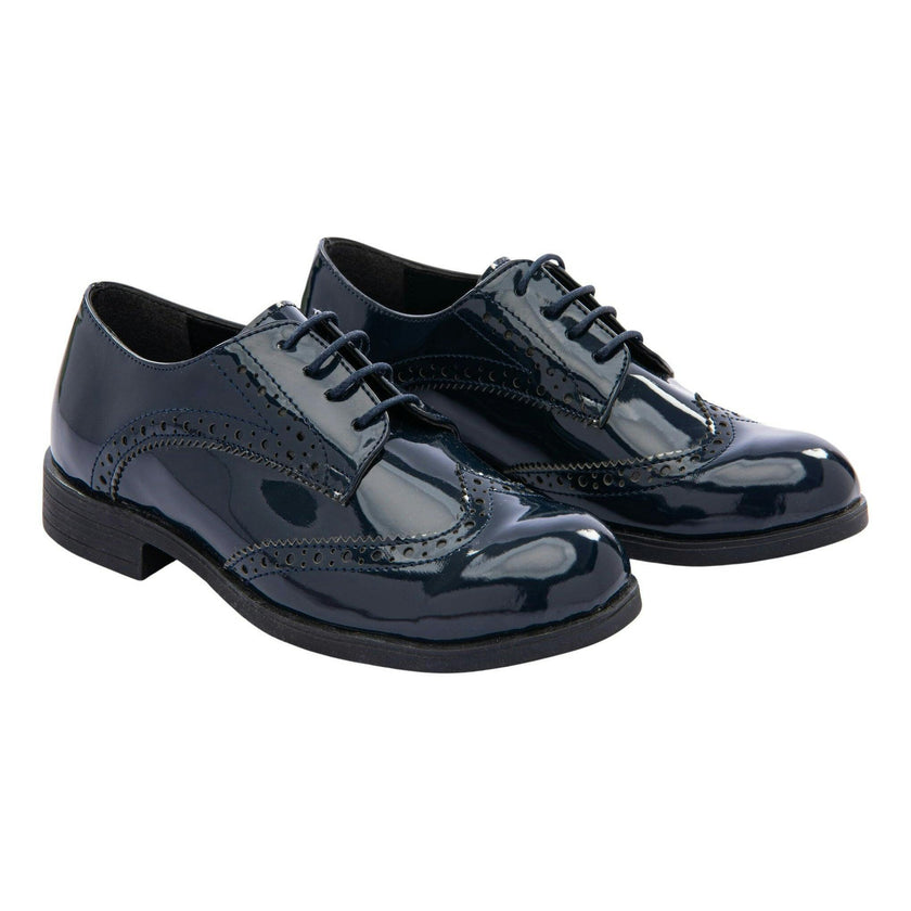Navy Patent Brogue Dress Shoes