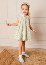 Mabel Floral Layered Scallop Collar Trapeze Dress in Green (12mths- 10yrs)