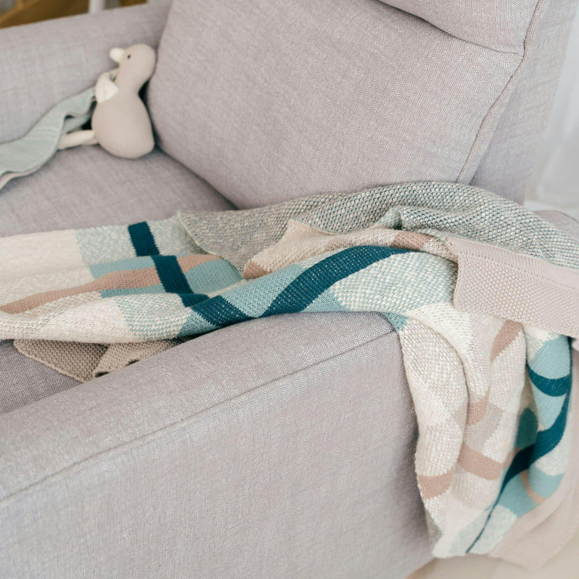 Charlie Farmhouse Knitted Plaid Baby Blanket