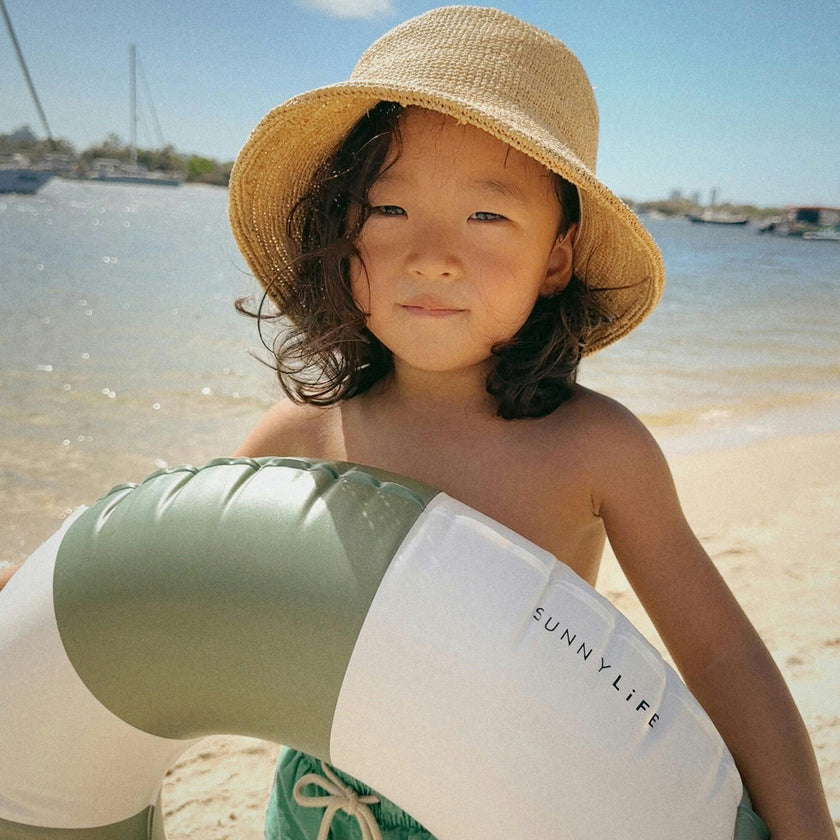 Mini Tube Pool Ring: Tides Out Olive Stripe