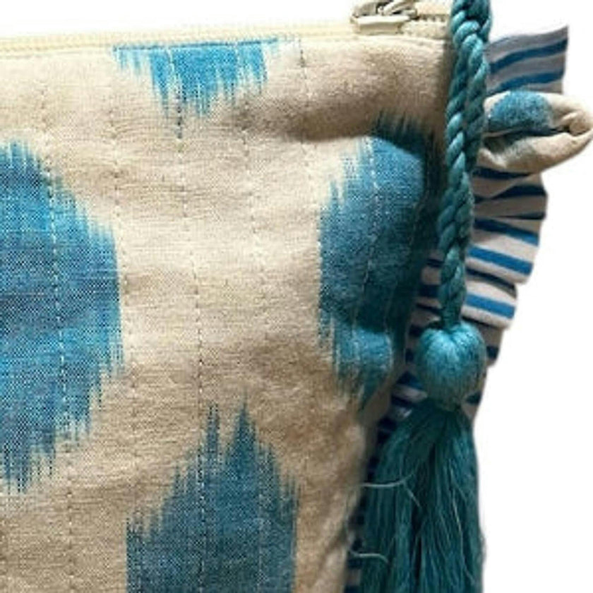 La Plage Ruffle Pouch Aqua Ikat