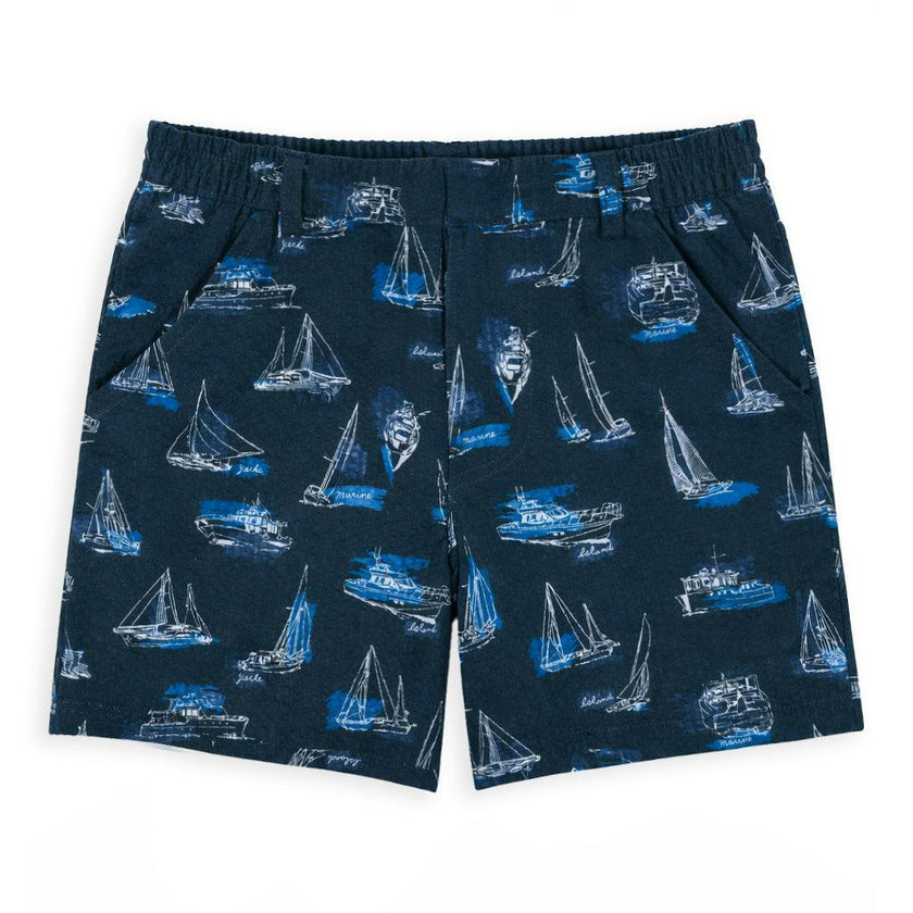Plisse Sailboat Print Short