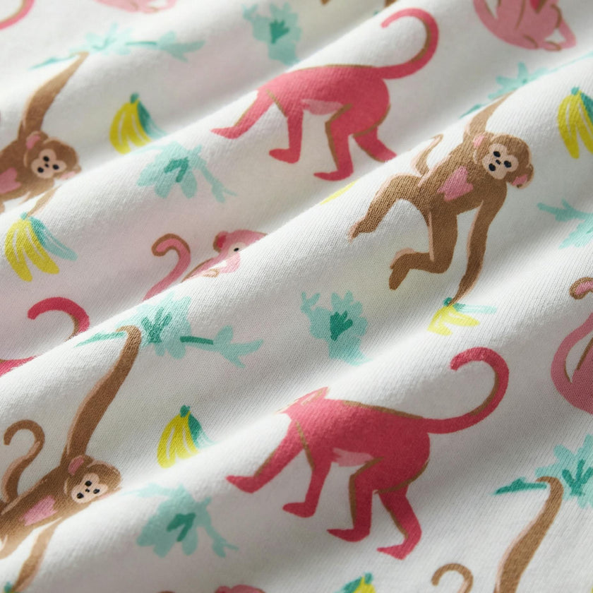 The Organic Long Sleeve Pajama Set [Monkeying Around Pink]