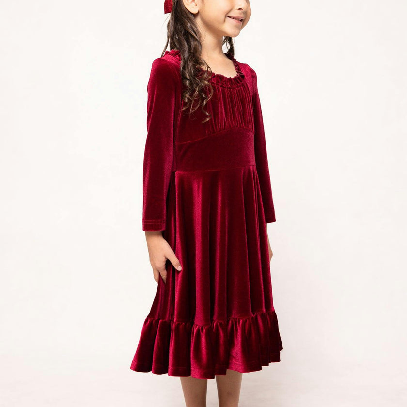 Mini Cypress Dress in Wine Velvet