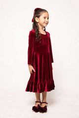 Mini Cypress Dress in Wine Velvet