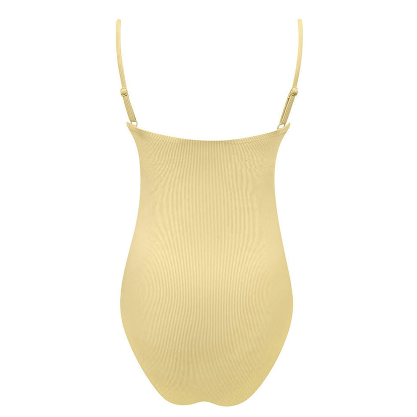 womens buttercream stripe simple one piece
