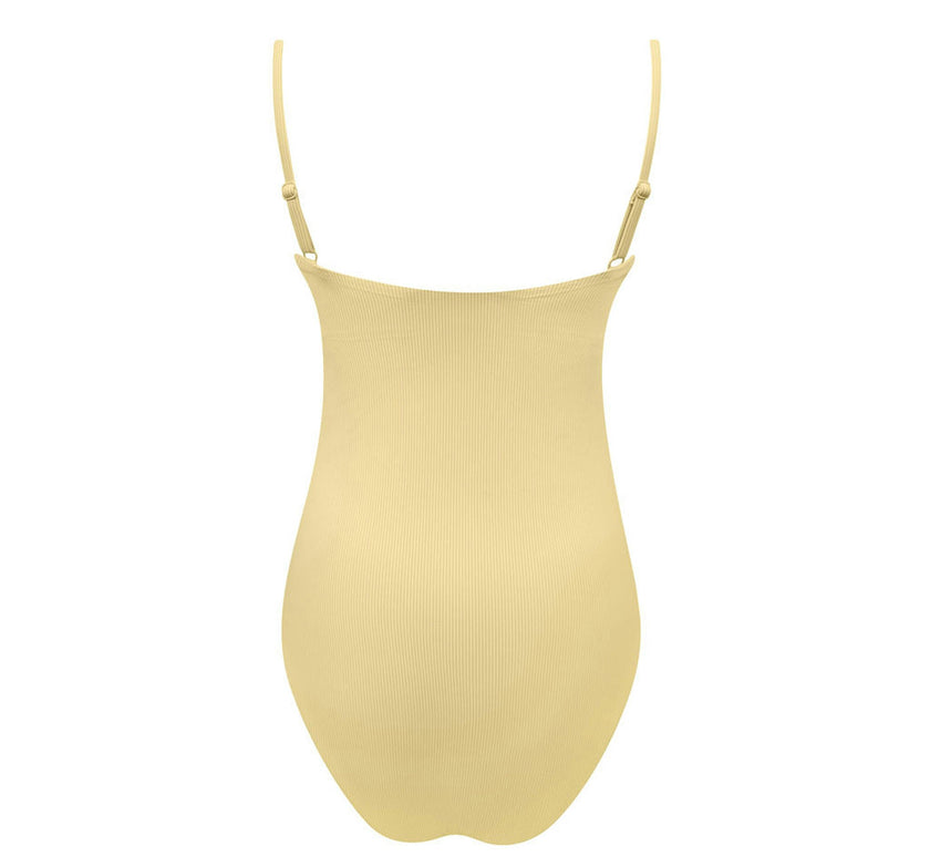 womens buttercream stripe simple one piece