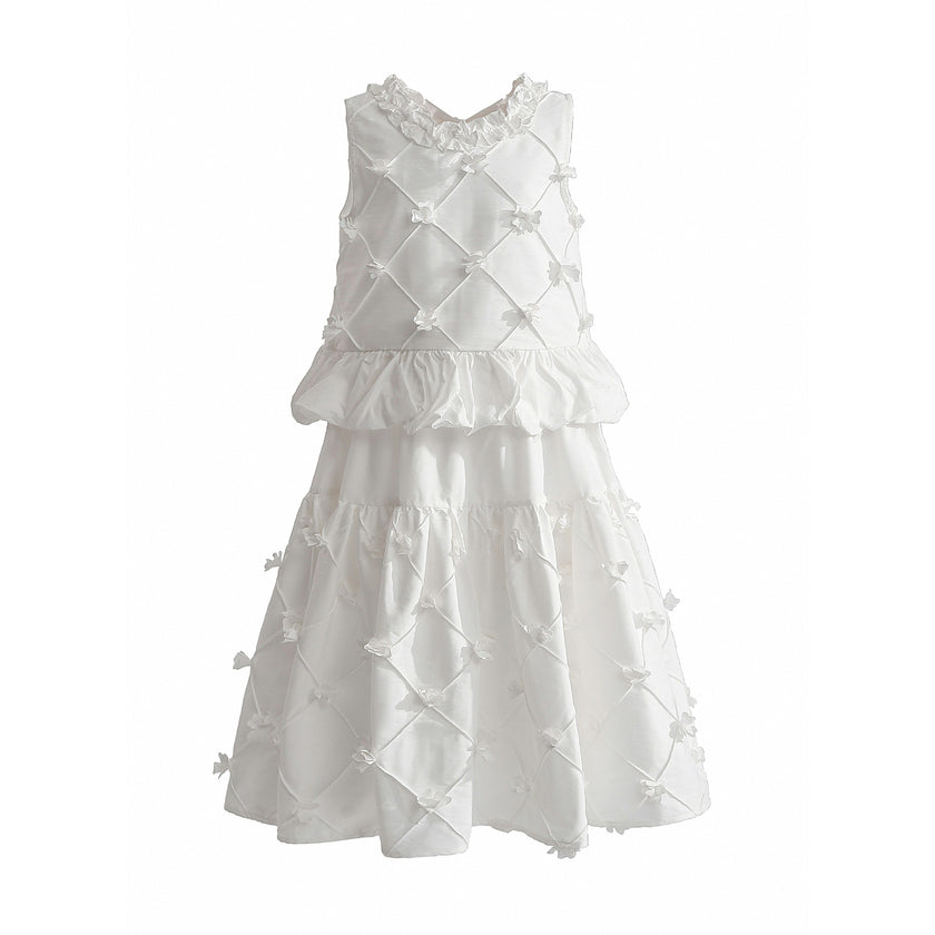White Lucienne Quilted Skirt Set