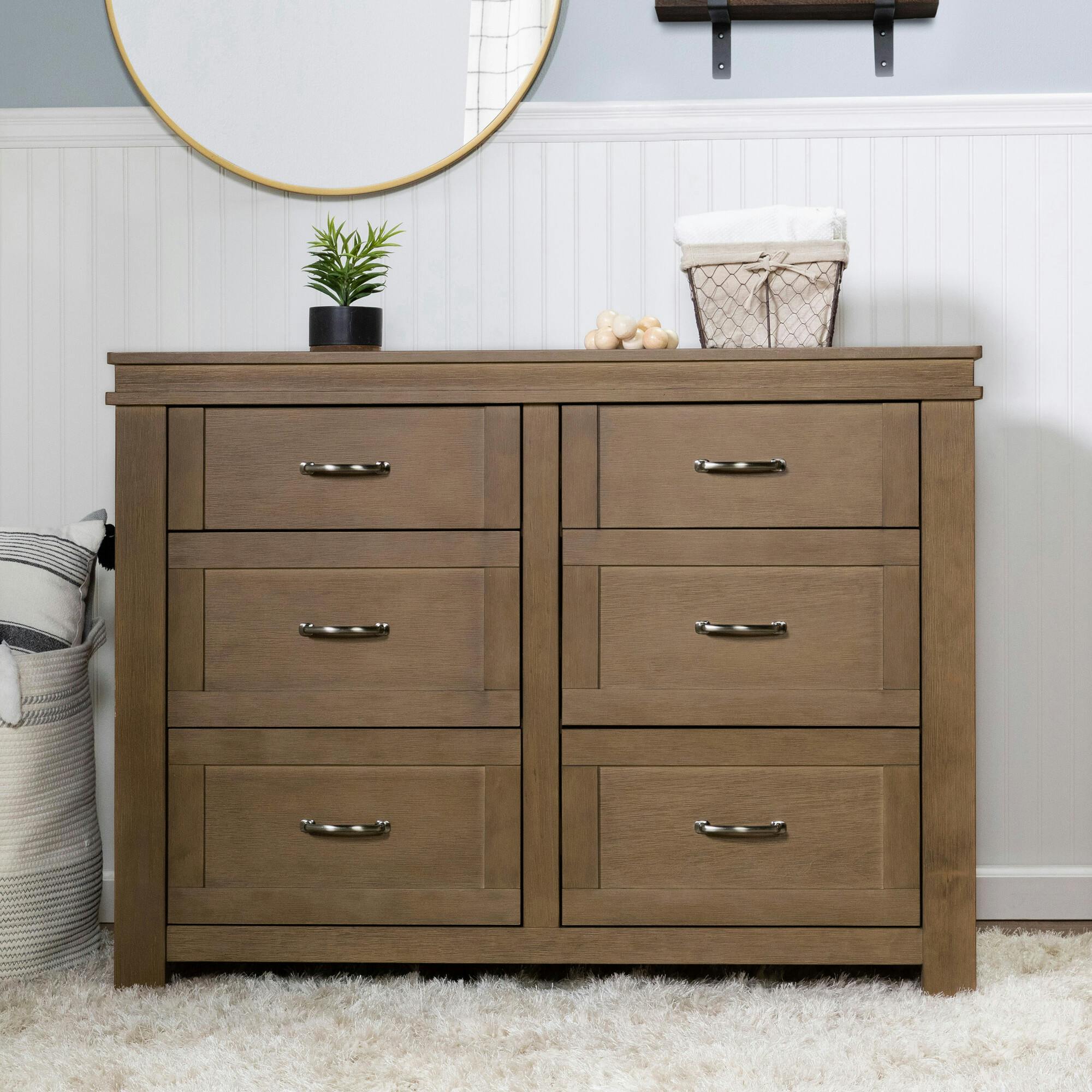 Wesley Farmhouse 6-Drawer Assembled Double Dresser