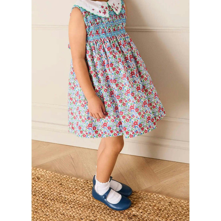 Emilia Floral Embroidered Collar Sleeveless Dress in Red (12mths- 10yrs)