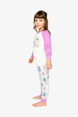 Organic Cotton Two Piece Pajama Set Pink Tree Print