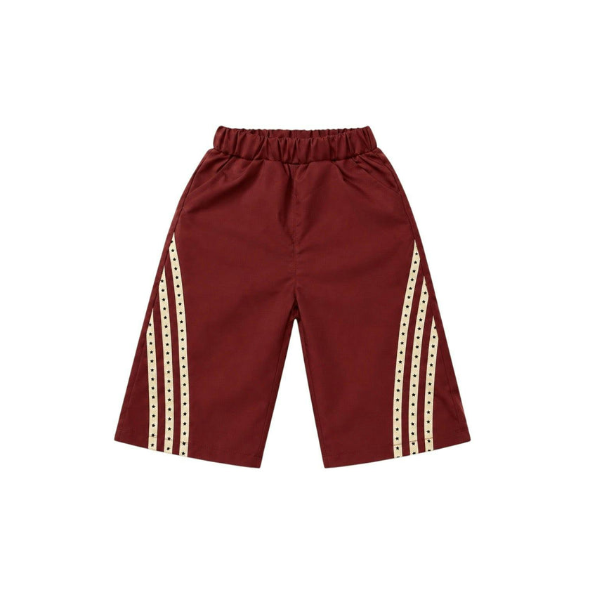 Deep Red Star Stripe Windbreaker Pant