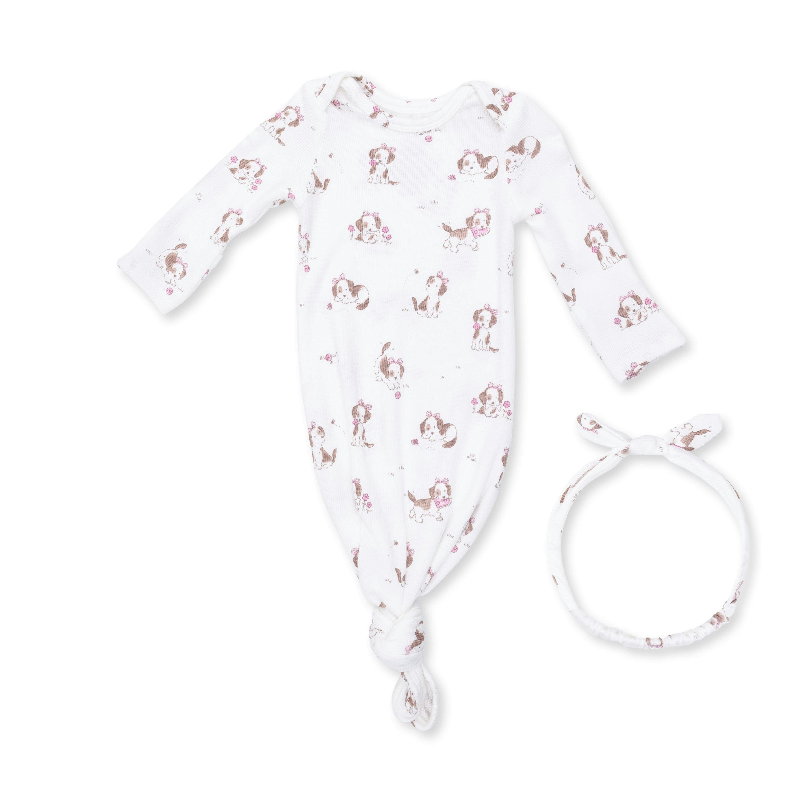 Explorer Puppy Pink - Knotted Gown and Knot Headband