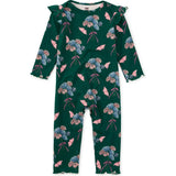 Ruffle Shoulder Baby Romper, Green