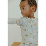 Chip Print 2-Way Zip-Up Footie, White