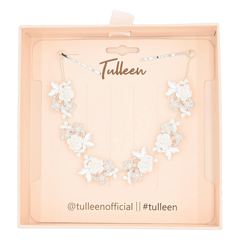 Crystal White Floral Garland Hair Vine
