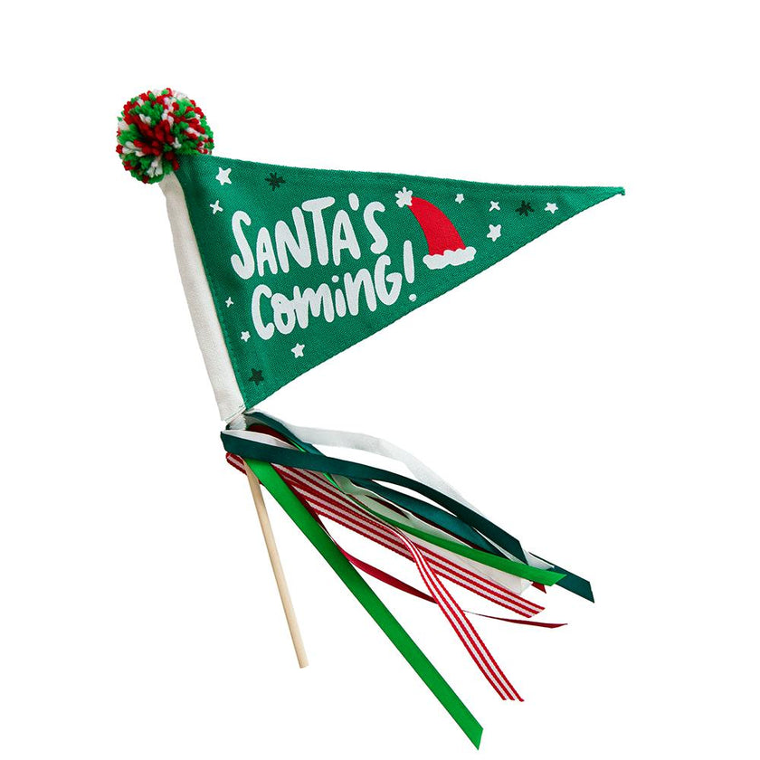 Santa's Coming Mini Pennant Flag, Green