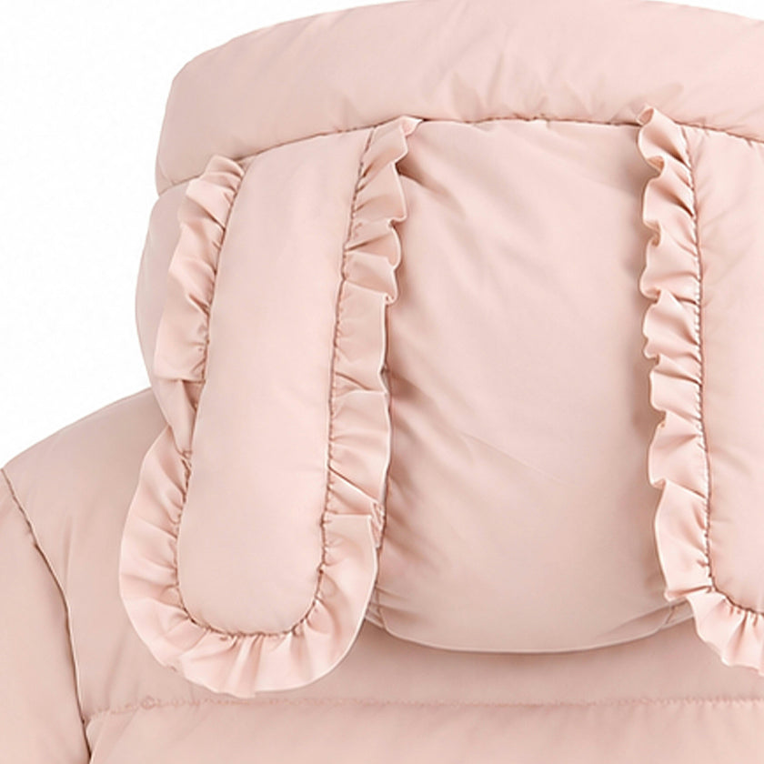 Pink Bow-Detail Puffer Jacket