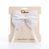 White Layered Tulle & Satin Ribbon Hair Clip