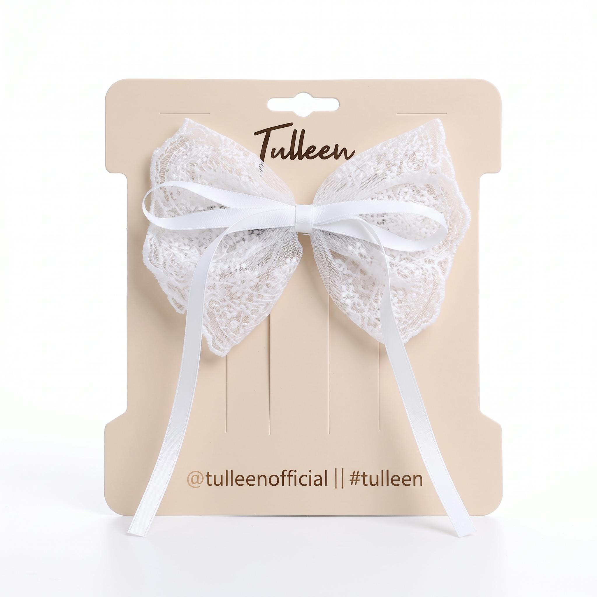 White Layered Tulle & Satin Ribbon Hair Clip