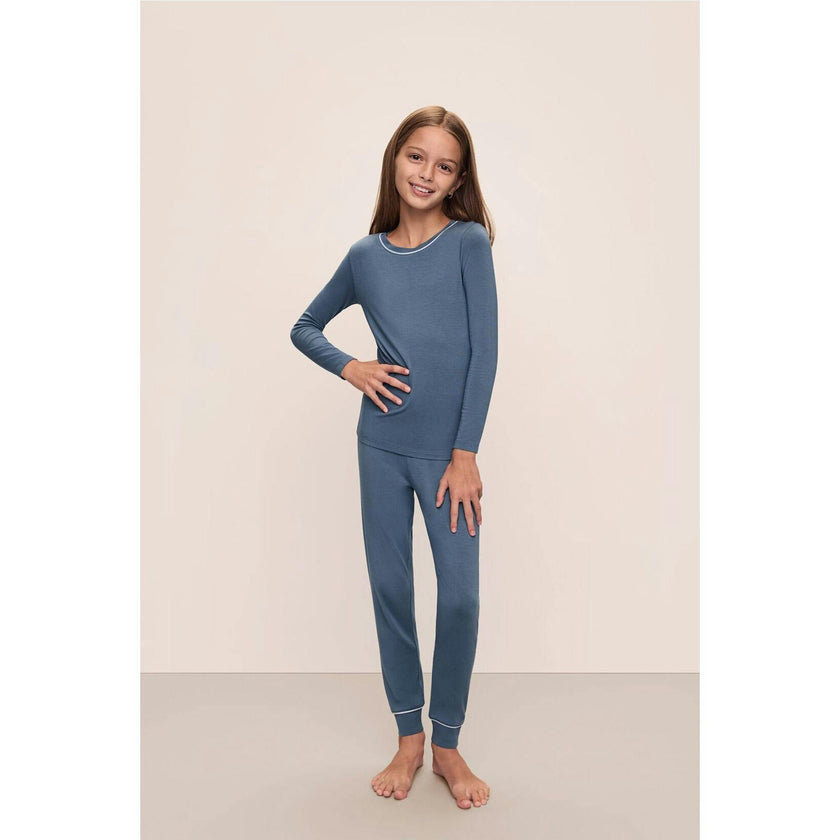 Kids TENCEL Modal Unisex Long PJ Set, Blue
