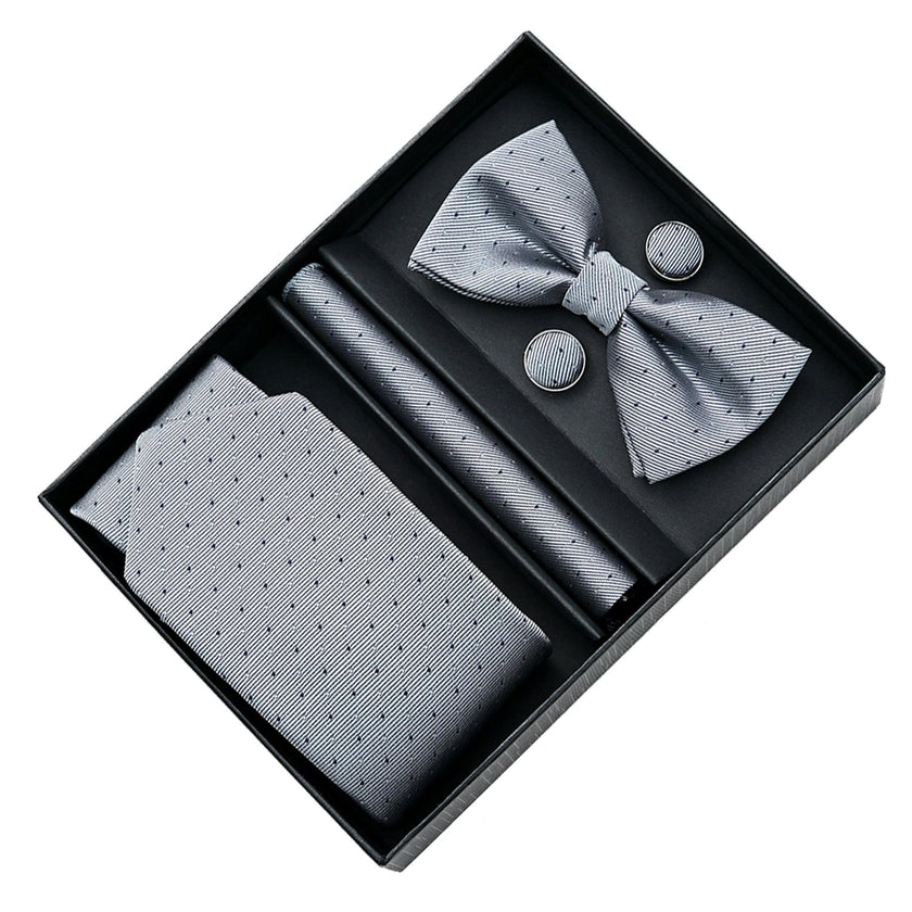 Silver Dotted Tie Set