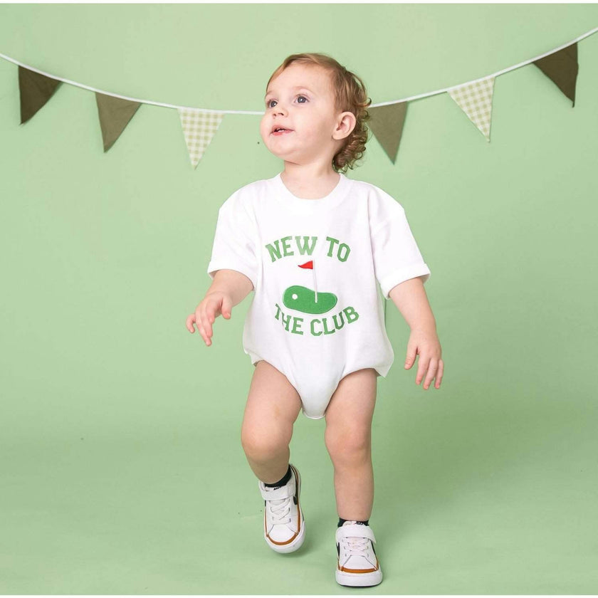 New To The Club Patch Short Sleeve Romper - White
