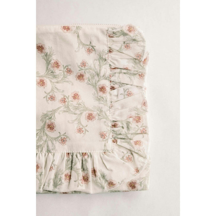 Lilac Vine Scroll Timeless Floral Ruffle Zipper Pouch